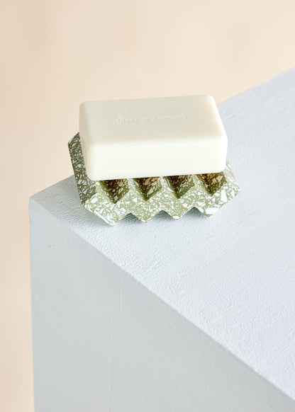 Zig-Zag Olive Green Terrazzo Soap Dish Kanju Interiors