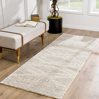 Plush Beige Shag Rug Styled in Neutral Living Room | Fluent Trends