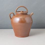 Vintage Poterie Renault Bonny sur Loire French pottery pitcher with brown salt glaze, handle, lid, and spout