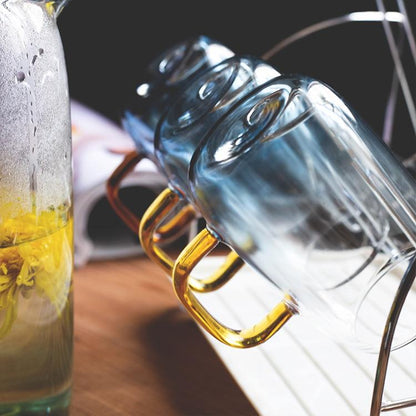 Colored Glass Carafe and Drinkware Set
