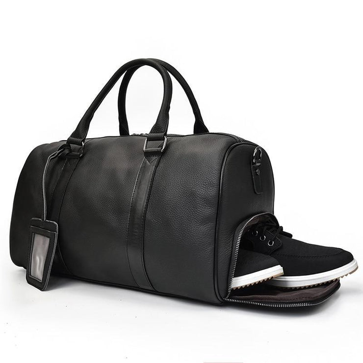 The Endre Weekender | Black Pebbled Leather Weekender - Fluent Trends