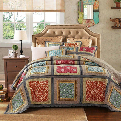 Dada Bedding Gallery of Roses Floral Bohemian Cotton Patchwork Bedspread Set (JHW-546)