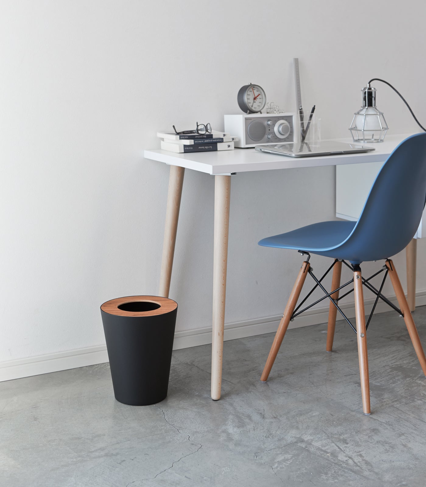Trash Can - Round - Steel + Wood Yamazaki Home
