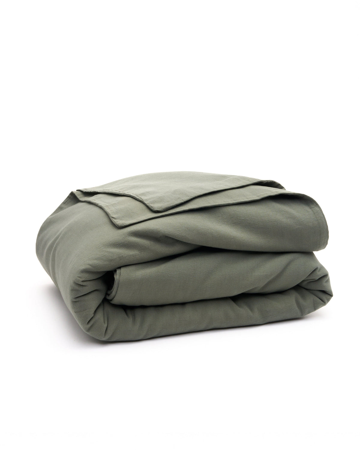 Signature Milk Fibre Deluxe Set Highlands Green duvet cover folded on a white background