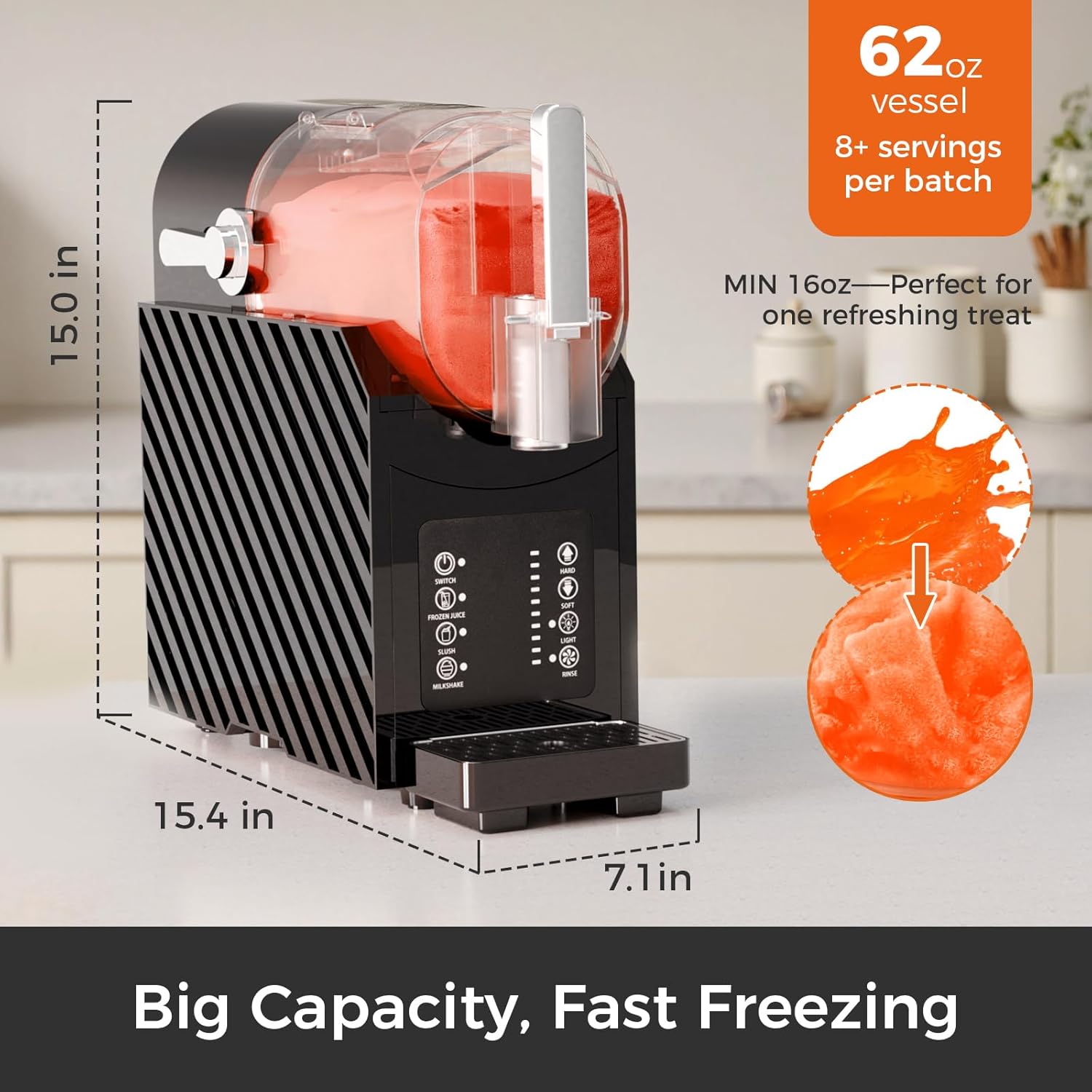 Slushie Machine for Home, Frozen Drink Maker with 3 Preset Modes Frozen Juice Slush Milkshake 58018RBM0 Kismile