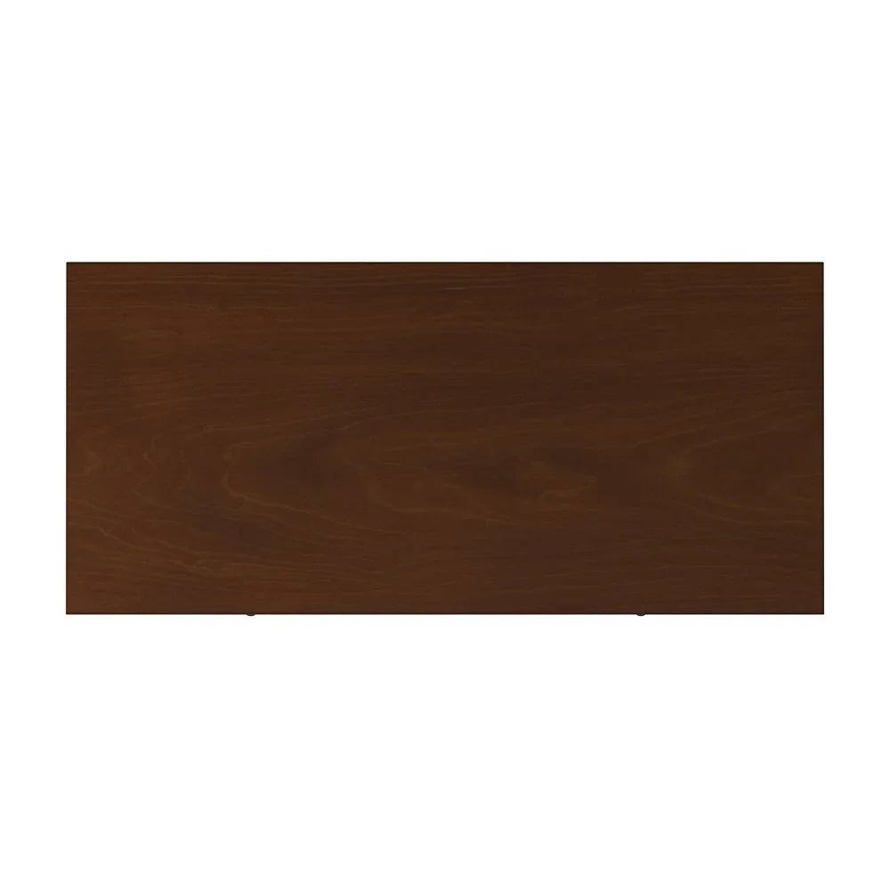 Overhead top surface view of solid mahogany chest showing deep warm brown finish natural grain and clean squared edges
