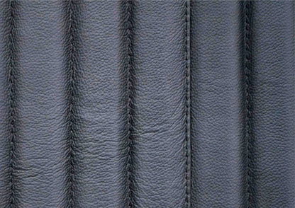 Stanford Fluted Two-Drawer Leather Nightstand black genuine leather fluted texture close up detail stitching
