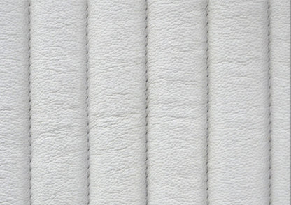 Stanford Fluted Two-Drawer Leather Nightstand white genuine leather fluted texture close up detail