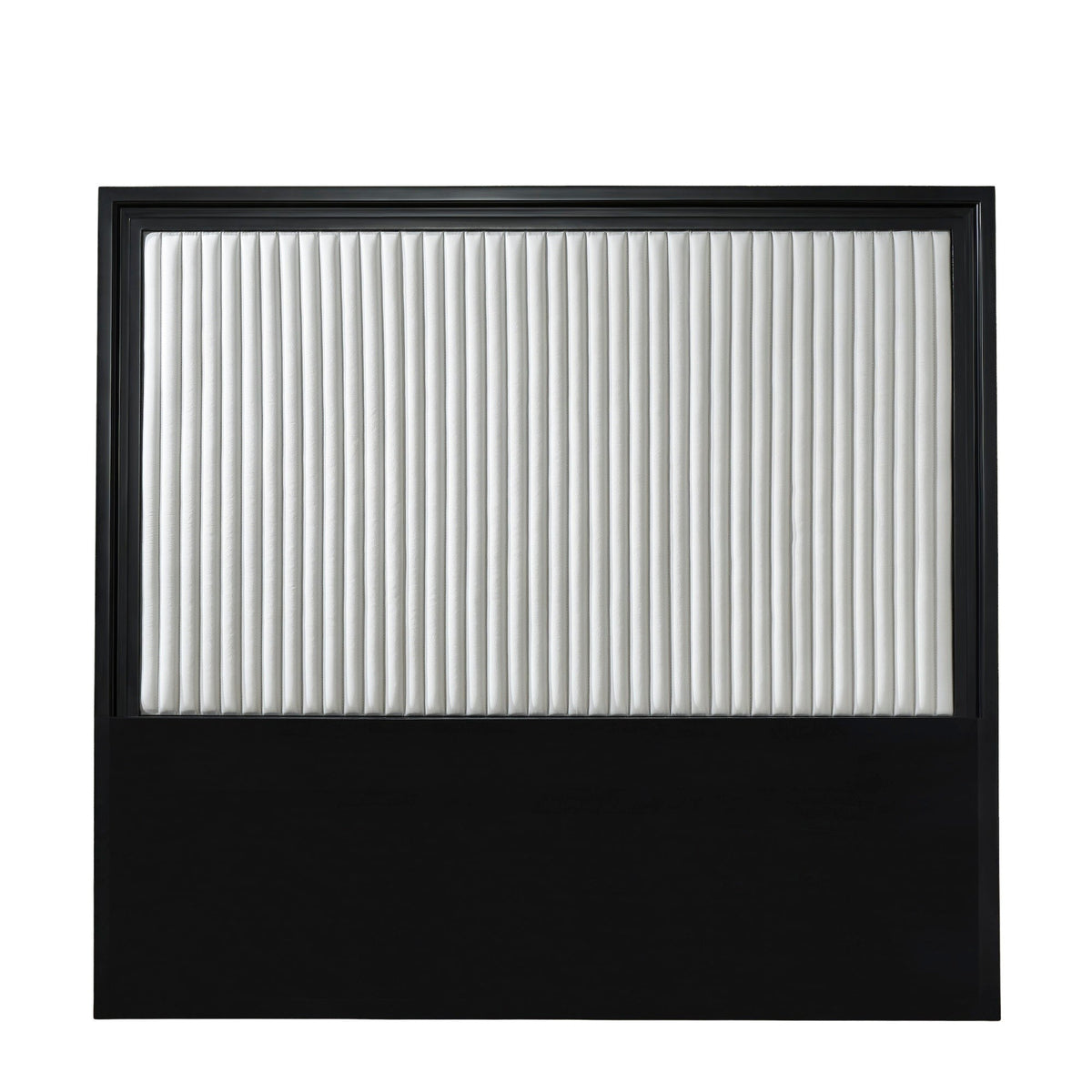 Stanford Genuine Leather Ribbed Headboard with black matte frame and white vertical ribbed leather panel in King and Queen Size