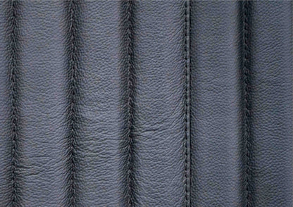 Stanford Round Fluted Leather Nightstand black genuine leather fluted texture close up detail stitching