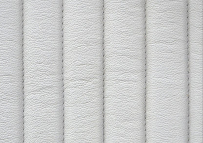 Stanford Round Fluted Leather Nightstand white genuine leather fluted texture close up detail stitching