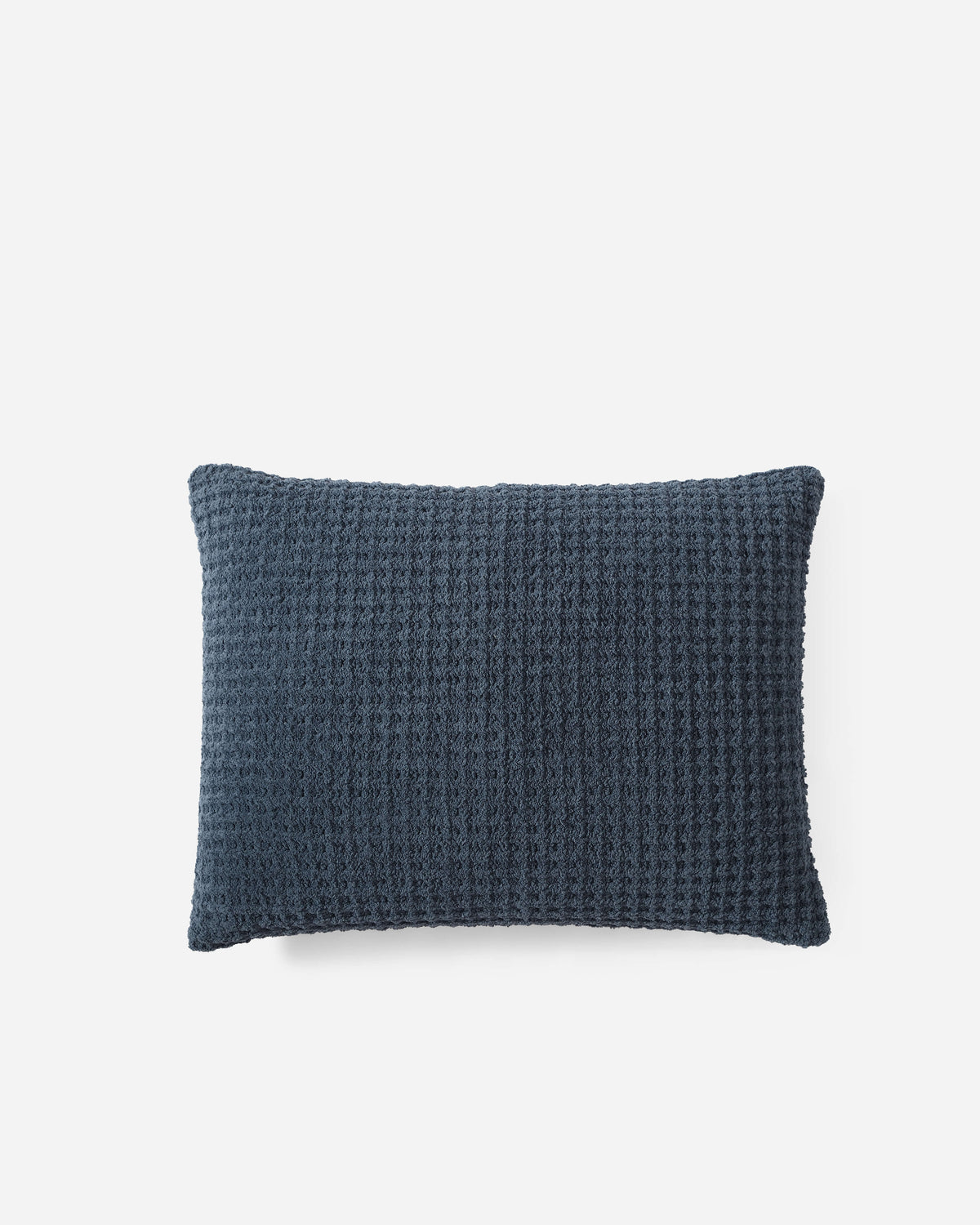 Snug Waffle Sham in Midnight showing waffle texture detail on white background