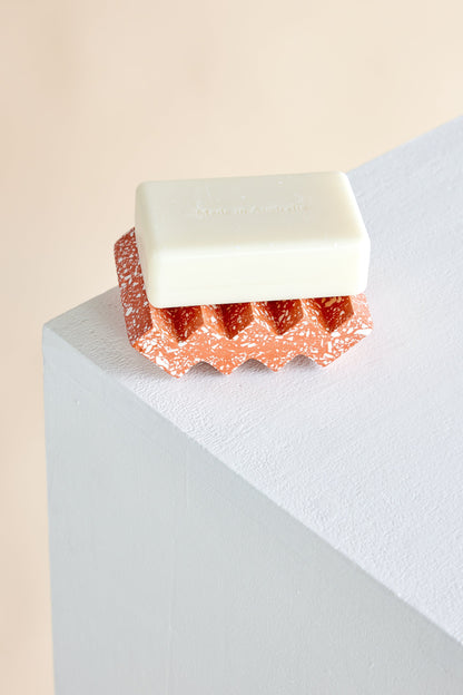 Terracotta Red Zig-Zag Terrazzo Soap Dish Kanju Interiors