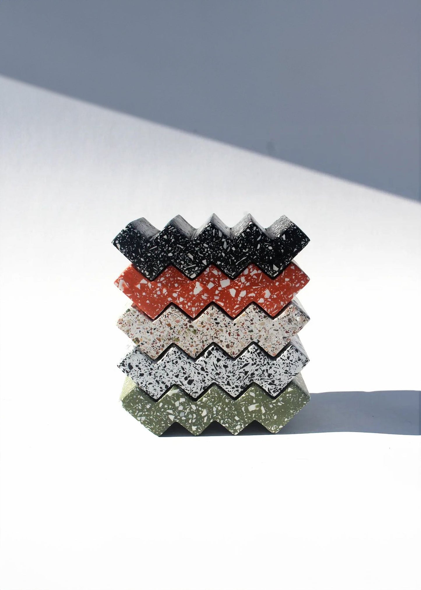 Zig-Zag Olive Green Terrazzo Soap Dish Kanju Interiors