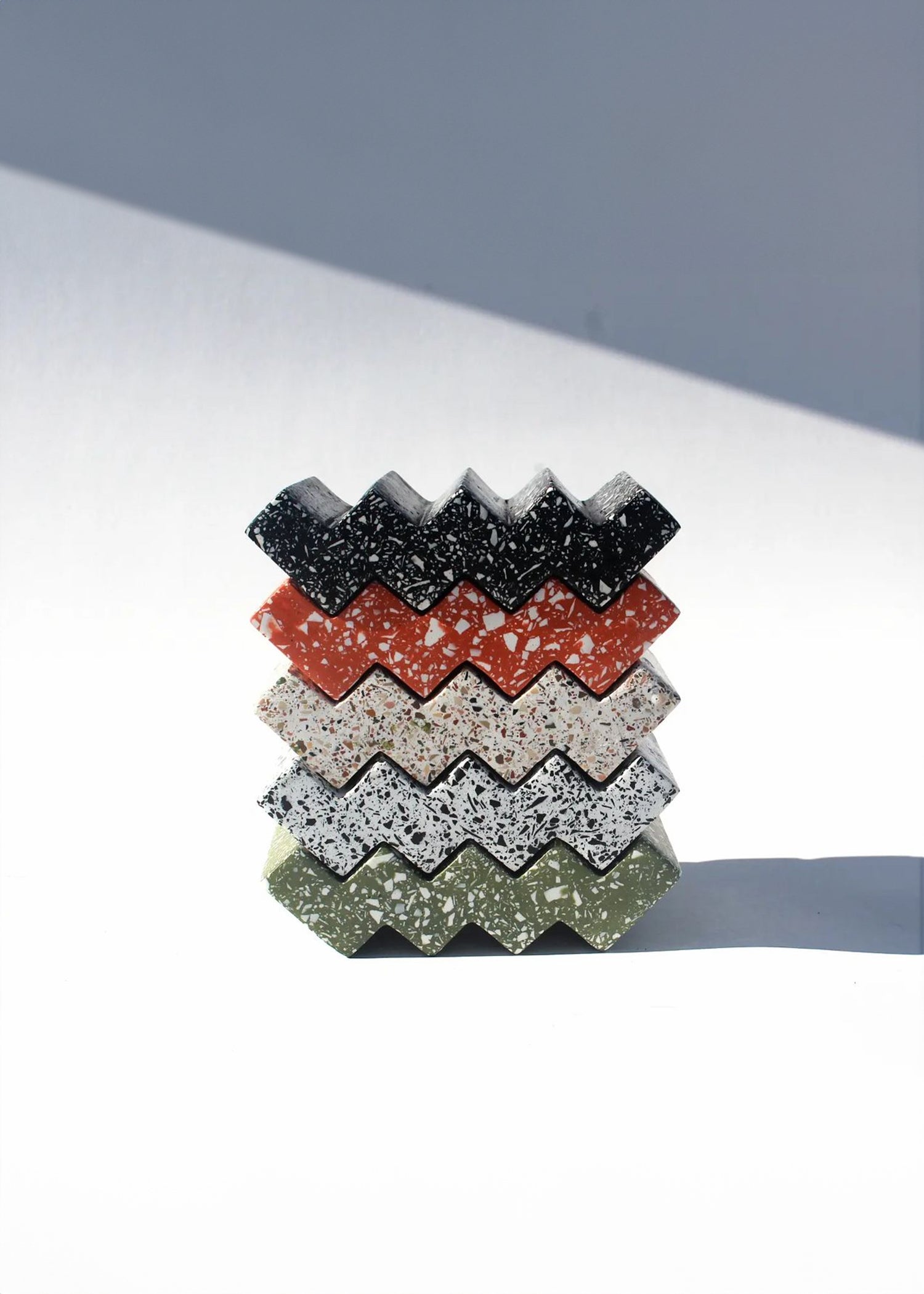 Zig-Zag Olive Green Terrazzo Soap Dish Kanju Interiors