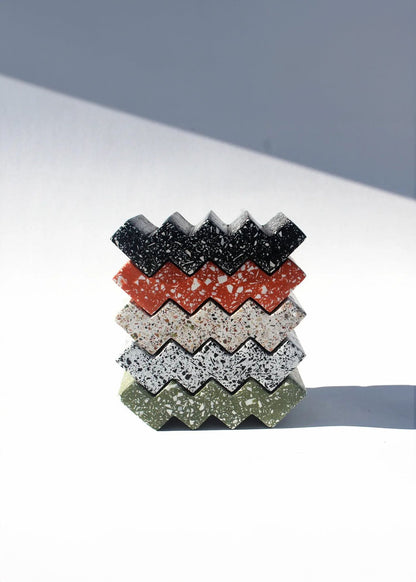 Zig-Zag Olive Green Terrazzo Soap Dish Kanju Interiors