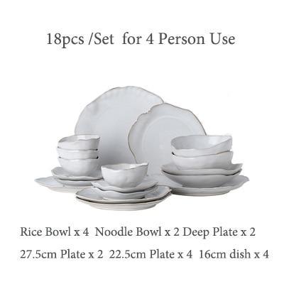 An 18-piece Thetis Tableware Ceramic Set for 4 people, showcasing a complete collection of vibrant glaze dinnerware including rice bowls, noodle bowls, and artisanal plates.