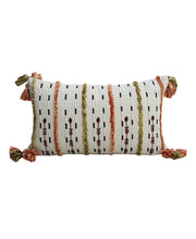 Handwoven Throw Pillow with Fringes 14"X 24" - Fluent Trends Throw Pillow