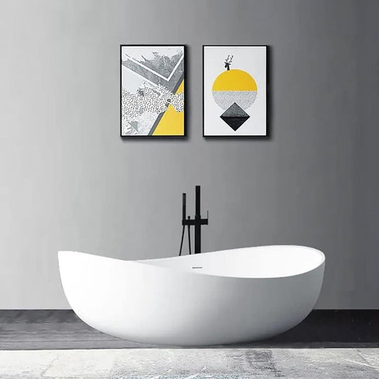 WBT Premium Freestanding Extra Large Oval Stone Besin Soaking Bathtub, 71" (SAK80751) SAKSBY.com